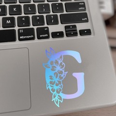 Set of 3 Floral Monogram Letter Vinyl Decals – Colorful Waterproof Initial St…
