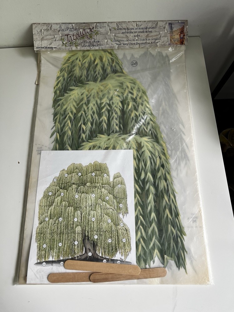 Carolyn Yovan Tatouage Weeping Willow Tree Wall Art Transfer Nature Tranquility