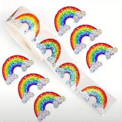50 Sticker Seals Rainbow 🌈 Metallic Foil Laser Holographic Cloud 1.2”