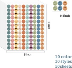 6000 Pieces Boho Happy Smile Face Stickers for School Reward Behavior Chart,3…