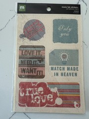 Making Memories Moxie Fab Stickers Self Adhesive Fabric Romance 5PC Scrapbooking