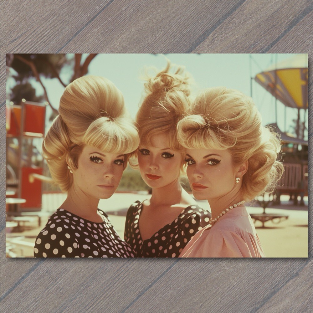 STICKER Women Large Big Hair Bouffant Haircut 70s Vibe 1970s Amusement Park