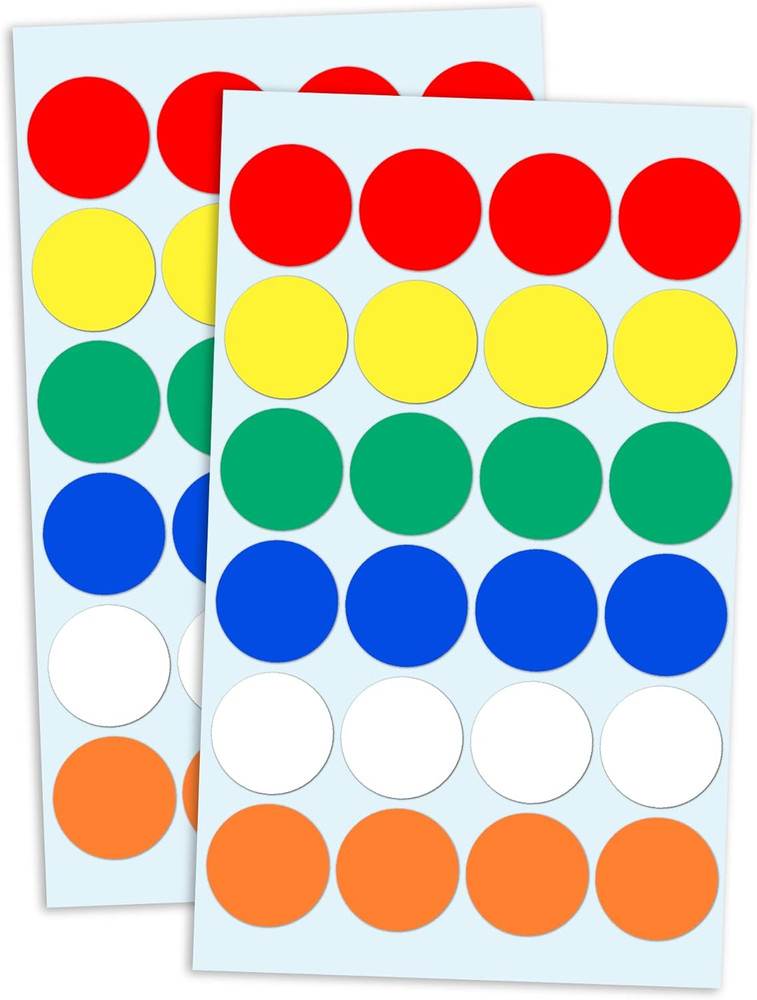 600 Pack, 1″ round Colored Dot Stickers Labels – 6 Colors