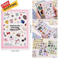 Girl’s Korean Sticker Book, Food and Daily Life Theme – 1300+ Cute Light Pink