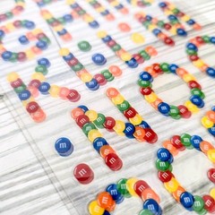 🍫 VTG 2004 EK Success M&M’s Adhesive Alphabet Stickers Bundle of 4 Letter Sheet