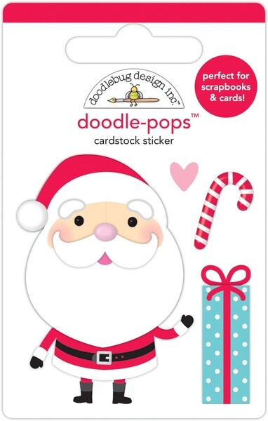 Doodlebug Stickers Doodle-Pop 3D Hello Santa Candy Cane Present