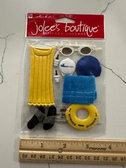 Jolee’s Boutique Sticker Collage At The Pool Raft Towel Ear Plugs Cap Scrapbook