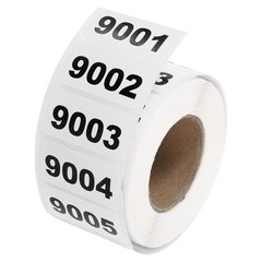 1 Roll Inventory Number Sticker 1.6×0.8″ 9001-10000 Consecutive Number Sticker