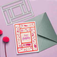 3 PCS Rectangular Die Cuts for Card Making, Frame Scrapbook Metal Cutting Dies