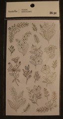 New Recollections scrapbook stickers Gold Flowers wildflowers stems 2 sheets