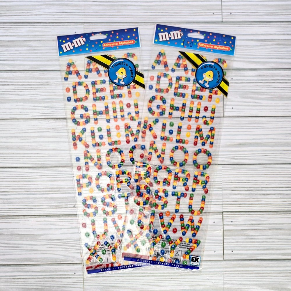 🍫 VTG 2004 EK Success M&M’s Adhesive Alphabet Stickers Bundle of 4 Letter Sheet