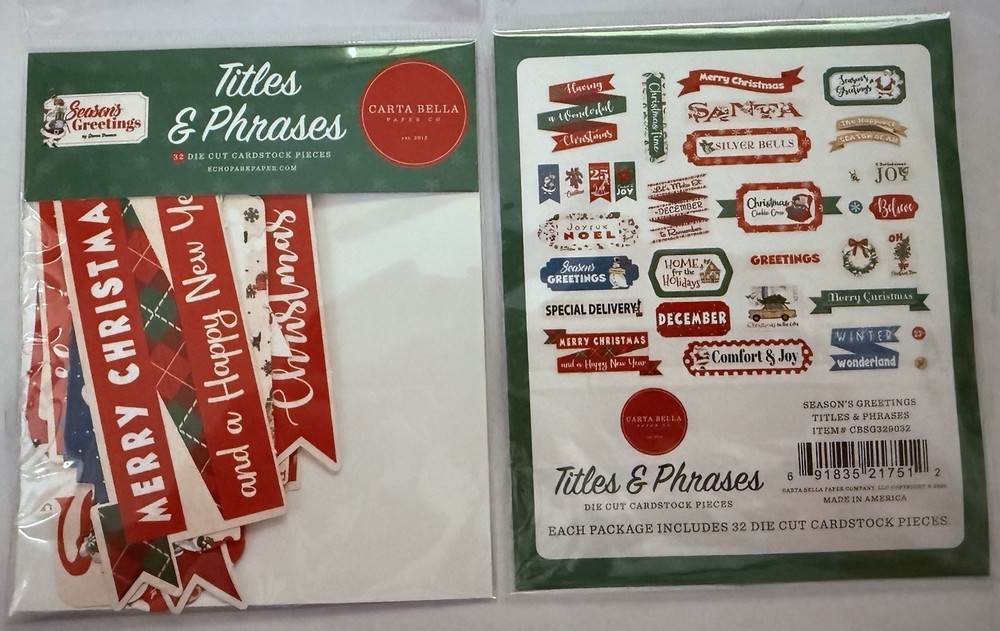 Carta Bella SEASON’S GREETINGS Titles & Phrases Set~NICE~Quick Ship!