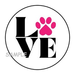 30 LOVE ENVELOPE SEALS LABELS STICKERS 1.5″ ROUND PETS PUPPY DOG PAW GIFTS