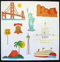Mrs Grossman 6×6″ Vintage ‘American Landmarks’ Sticker Sheet (c-1997)