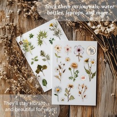 450 Pcs Flower Stickers for Scrapbook Supplies, Dried Pressed Flowers Scrapbook,