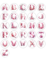 Initial Pink Rose Letters Flower Handmade Stickers Scrapbook Envelope Labels