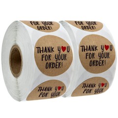1000Pcs Thank You for Your Order Stickers 1 inch Kraft Labels with Heart Design