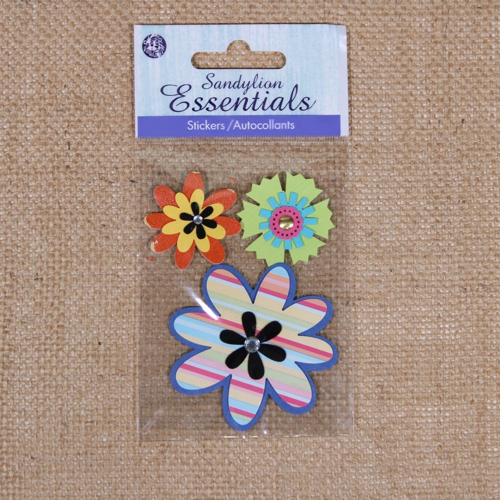 Sandylion Essentials Colorful Flowers Dimensional Scrapbooking Stickers