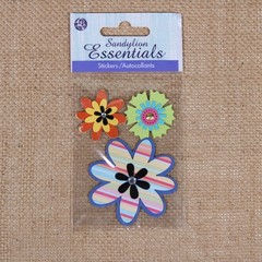 Sandylion Essentials Colorful Flowers Dimensional Scrapbooking Stickers