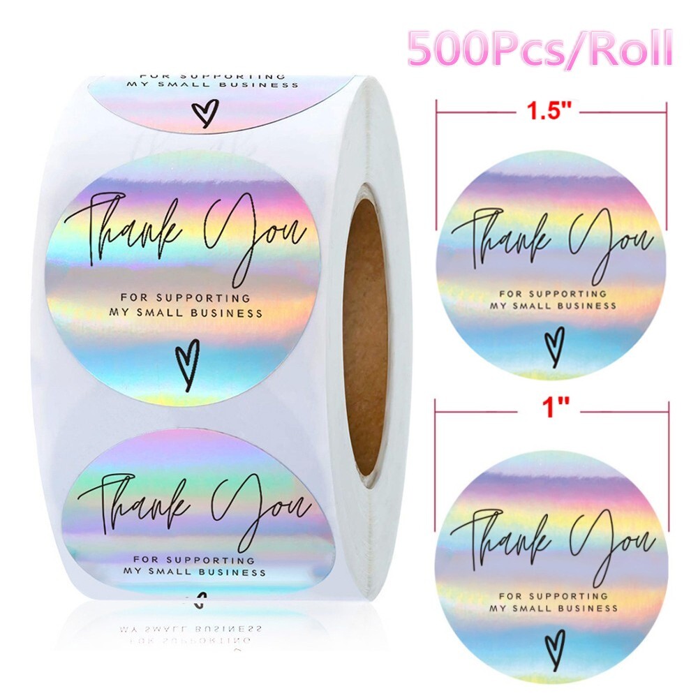 500Pcs Thank You for Supporting My Small Business Stickers Holographic Stickers