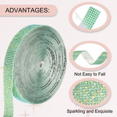 Self Adhesive Rhinestone Strips 6 Yards 0.6 Inch for Craft,Dark Green AB
