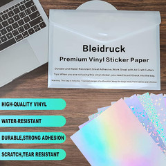 36 Sheets Holographic Sticker Paper 8.5″ X11» Waterproof Clear Vinyl Sticker Sh