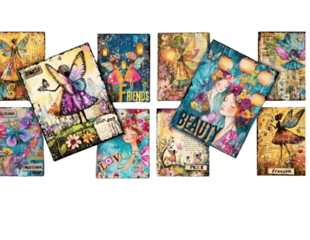 Whimsical Positive Words Card Toppers Junk Journal Cards Supplies Scrapbook 2 Pg