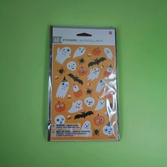 Halloween Stickers GHOSTS & PUMPKINS w/Google Eyes Sealed Pack (1) Sheet AGC