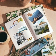 Navy Peony Outback Australia Travel Stickers (32pcs) — for Vibrant Color