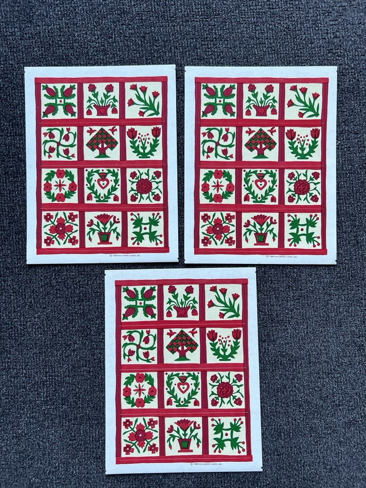 Vintage 1989 Hallmark Holiday Stickers 3 Sheets Red Green Floral Bed Christmas