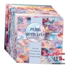 6×6″ 160gsm cardstock Single Sided Scrapbooking 24 24sheets-Pearl Butterfly
