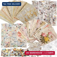 GNILLKO 300PCS Vintage Scrapbooking Supplies Scrapbook Paper Journaling Kit Aest