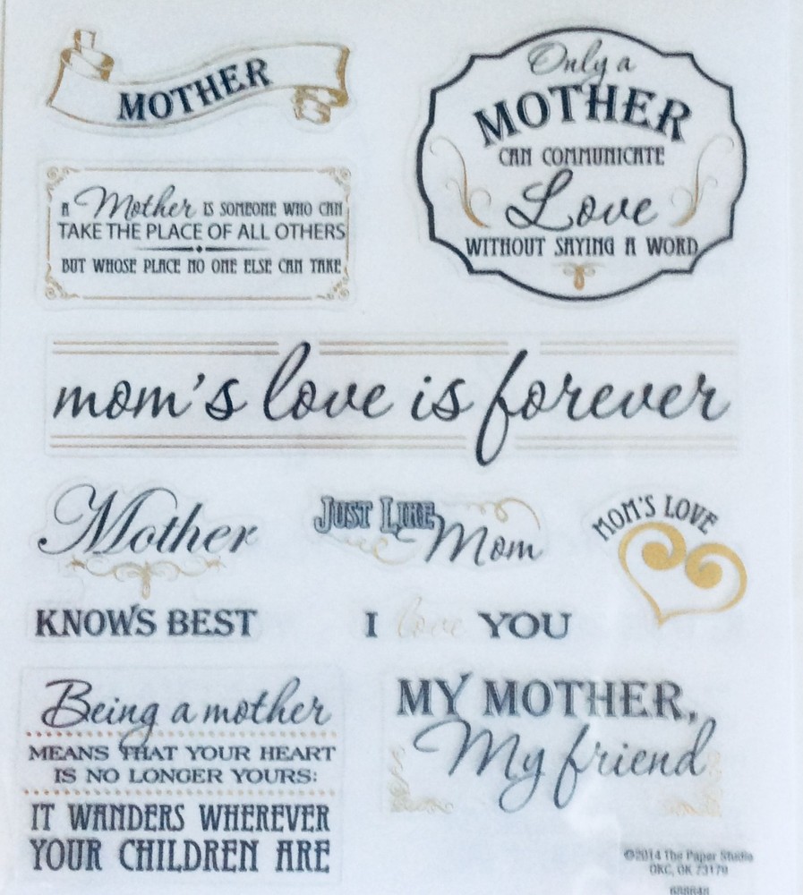 Mother Love Mom Gold Foiled Clear Scrapbook Craft Stickers Phrases