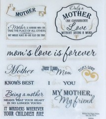 Mother Love Mom Gold Foiled Clear Scrapbook Craft Stickers Phrases
