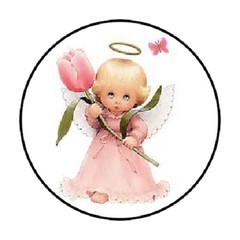 48 Angel with Rose!! ENVELOPE SEALS LABELS STICKERS 1.2″ ROUND