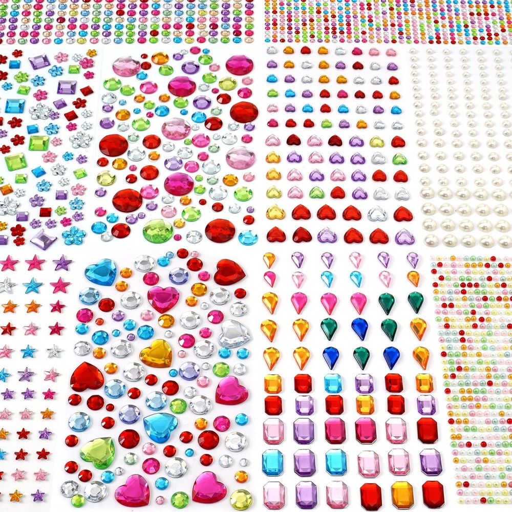 Self Adhesive Rhinestone Gem Stickers Acrylic Crystal Craft Decor Kit 2774PCS