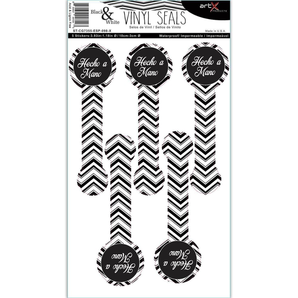 Adhesivo Artesanato Black & White Hecho a Mano Scrapbook Planner Vinil