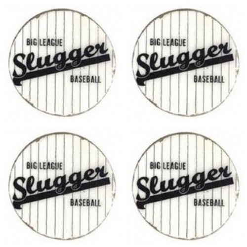 LOT OF 4 LI’L DAVIS DESIGNS BASEBALL CHIP ART COASTERS Chipboard Rounds 2 1/4″