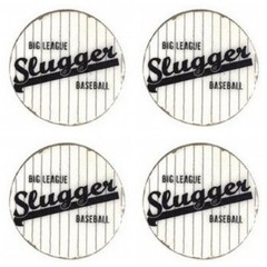 LOT OF 4 LI’L DAVIS DESIGNS BASEBALL CHIP ART COASTERS Chipboard Rounds 2 1/4″