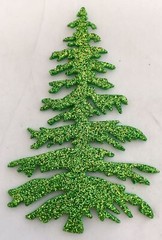 Christmas Die Cuts * 12 Little Christmas Trees * Glitter Foam * White Green Red