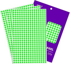 Color Coding 4200 Fluorescent Green Round Stickers – Perfect for Home or Office