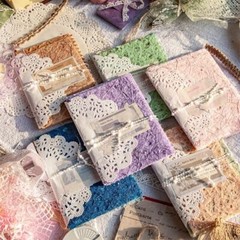 Handmade Scrapbook Paper, 16 Sheets Textured Paper Mesh Fabric Mix White
