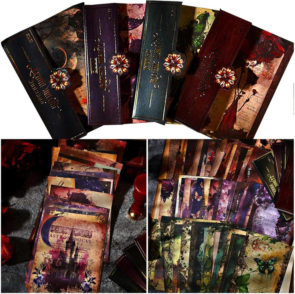 80 Sheets Gothic Scrapbook Paper, Vintage Junk Journal Supplies for Scrapbooking
