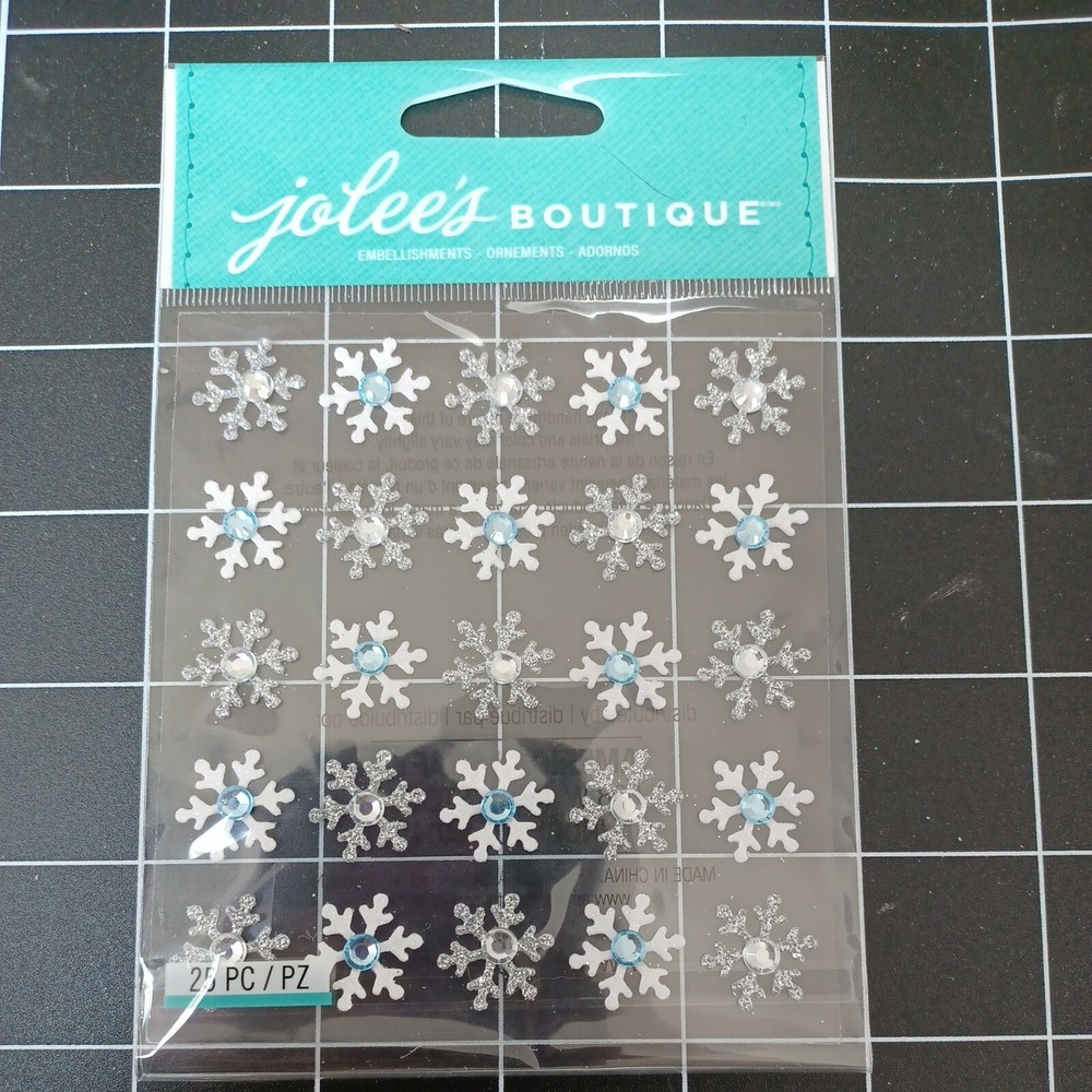 SCRAPBOOK STICKER Winter snow snowflake storm 25p glitter party white silver blu