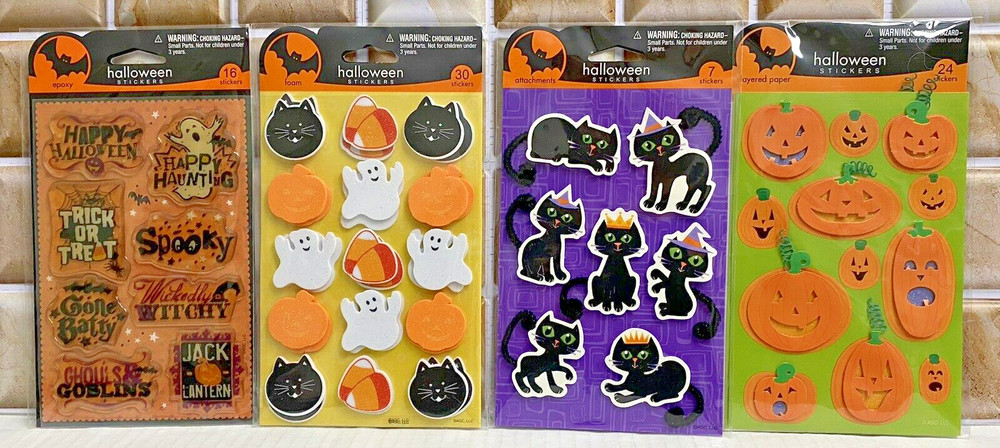 American Greetings Stickety Do Da Halloween Stickers Lot Of 4 Packages NOS