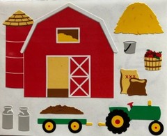 BARNYARD Sticker(9pc)Mrs.Grossman’s •Tractor•Hay•Fruit•Milk•Trailer •Feed•Animal