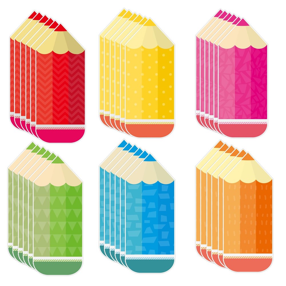 90 Pcs Colorful Pencils Paper Cutouts Name Tags Back To School Classroom Decor