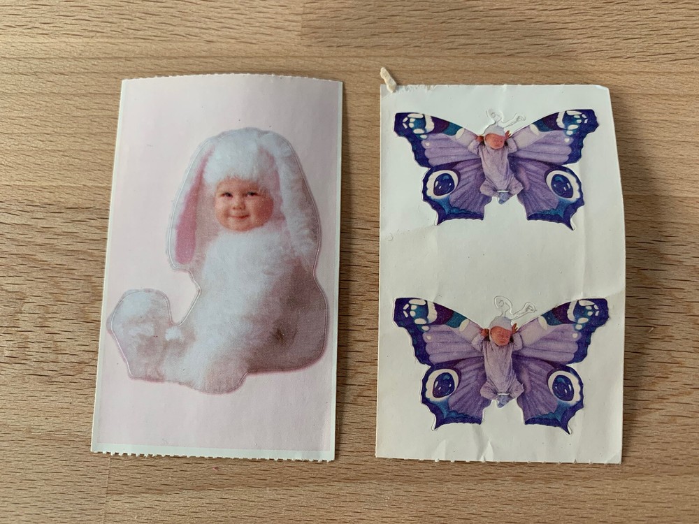 Vintage Anne Geddes Stickers Butterfly White Bunny Babies 1999 Michel & Company