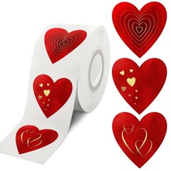 2500 Red Heart Shape Stickers with Gold Foil – 1.5″ for Valentine’s Day, Party D