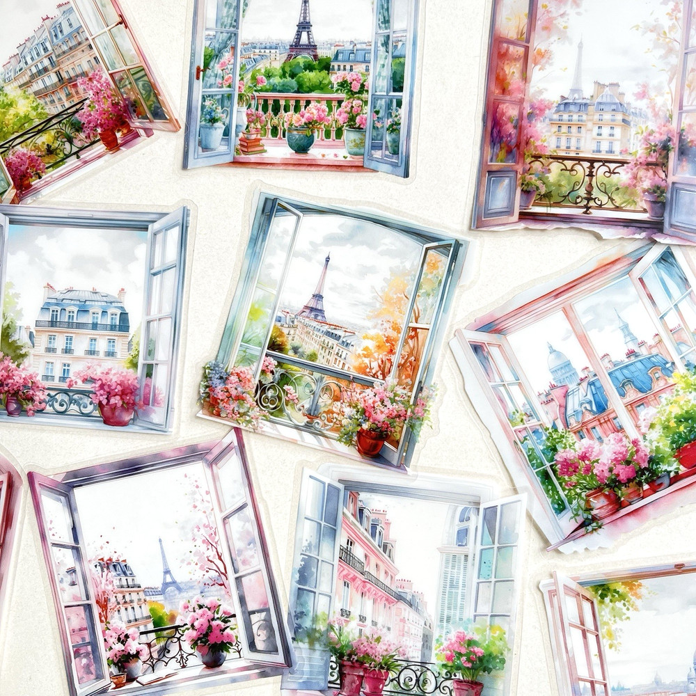 Paris France Window Stickers Travel Junk Journals Collage Scrapbooking